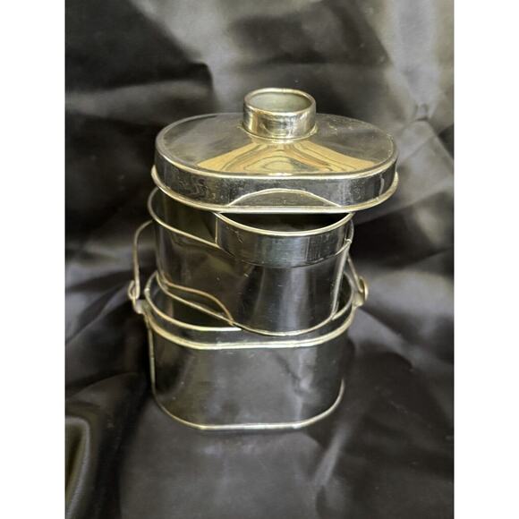 Antique Salesman Sample Miner's Lunch Box 3" Tall x 3.5" Wide Wooden Handle - Picture 9 of 16